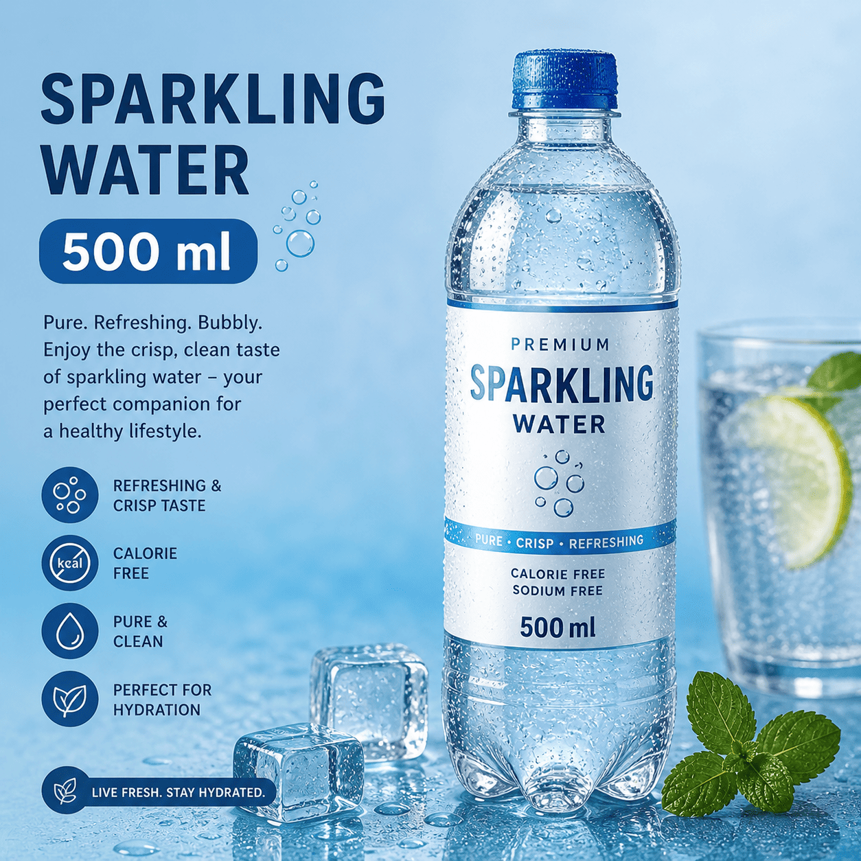 Sparkling Water 500 ml Six Ounces Coffee